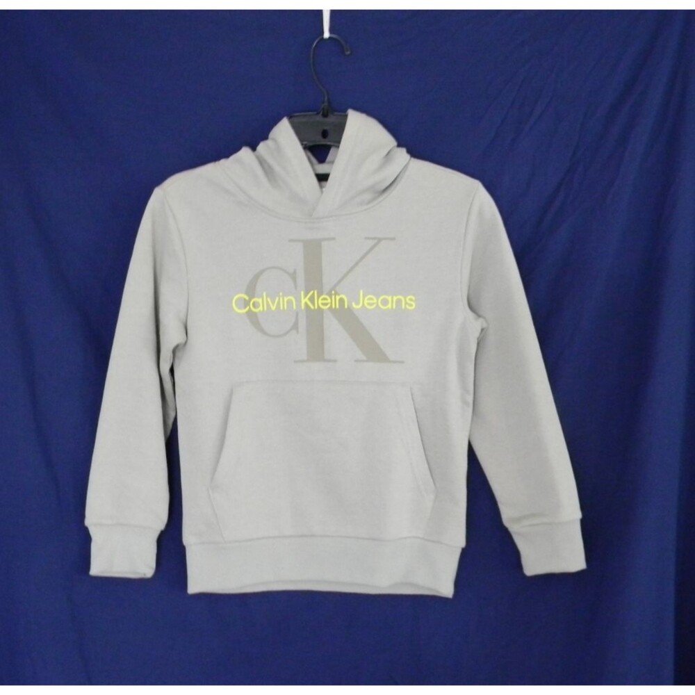 Calvin Klein Kids Sage Green Hoodie Sweatshirt Size Small 8 Pocket Spell Out NWT